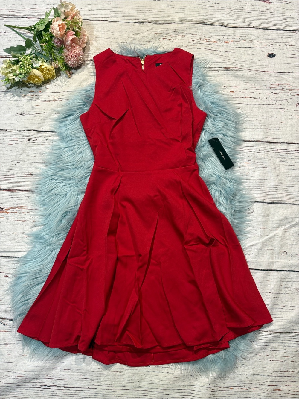 NWT Lulus Just Us Red Open Back Mini Skater Dress - Picture 2 of 9